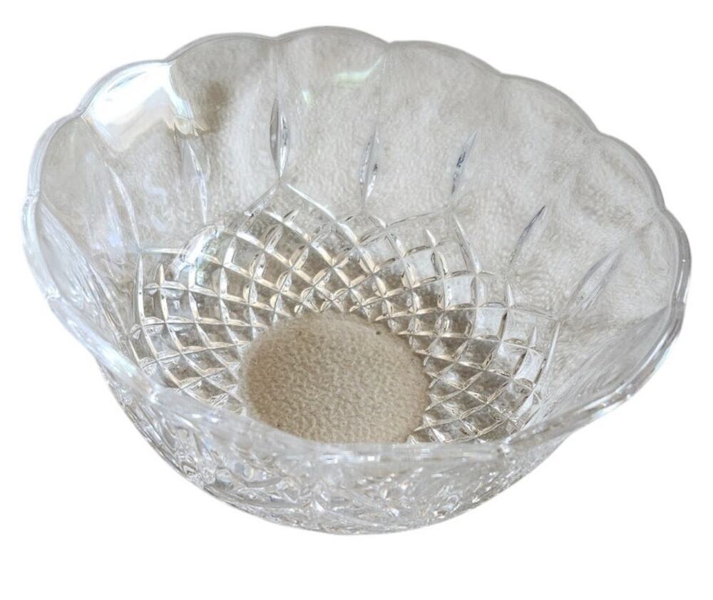 Large Crystal Scalloped Edge BOWL Serving Dish Candy Decor